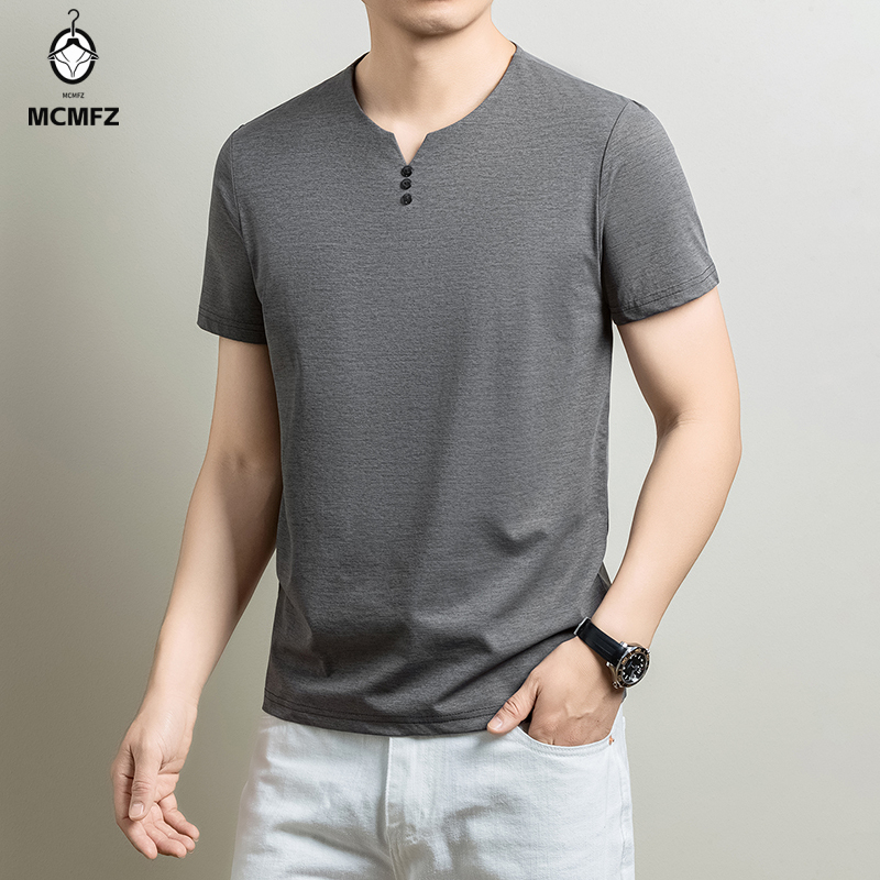 Kaos Henley Pria Basic Bahan K - Golf Tees ulasan dan harga